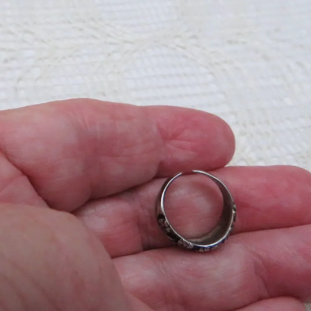 Vintage Silver Toned Toe Ring with Flower Adjustable Size 2-3, Summer Beach Wear